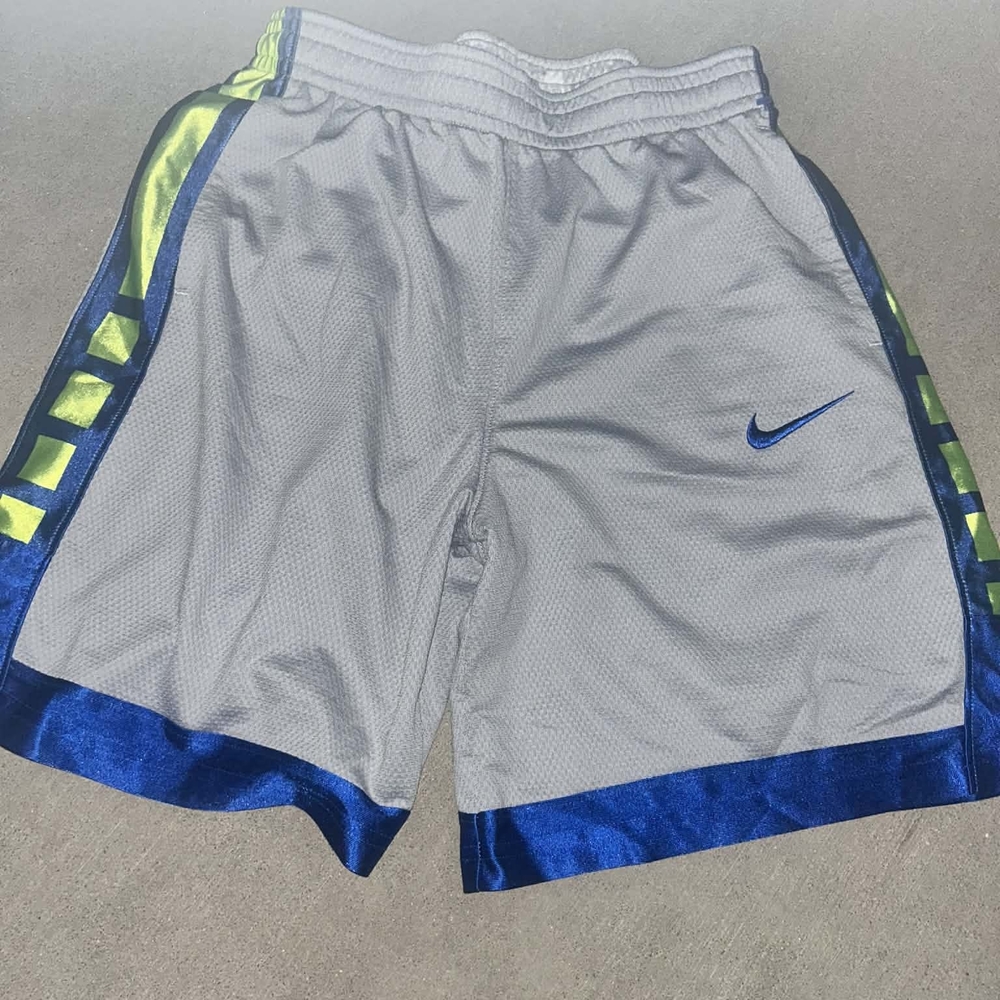Nike Men's Athletic Shorts - Gray with Blue and Yellow Accents